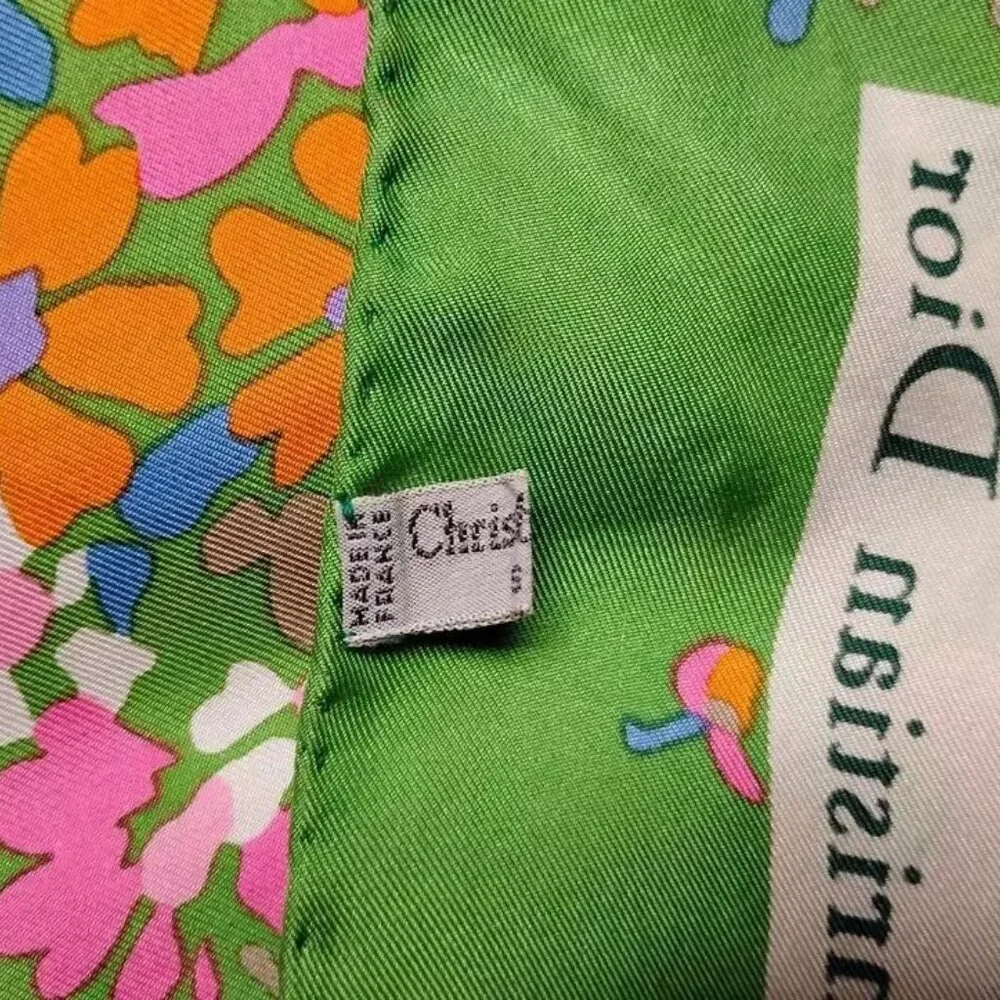 ❤️Rare CHRISTIAN DIOR France Multi Color 100% Silk Hand Rolled Forward Hem Scarf - Picture 7 of 7